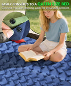 YOUXIU Camping Sleeping Pad, Extra Thickness 3'' Ultralight Inflatable Sleeping Mat with Built-in Foot Pump, Durable Compact Waterproof Camping Air Mattress for Tent,Backpacking,Hiking,Tent(Navy)