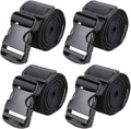 MAGARROW 1.5" Utility Luggage Straps with Buckle Adjustable, 4-Pack (Black, 1.5 in x 8 ft)