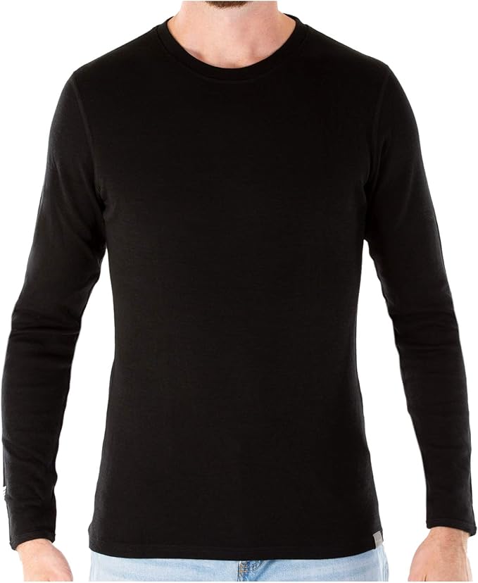 MERIWOOL Mens Base Layer - 100% Merino Wool Midweight Long Sleeve Thermal Shirt