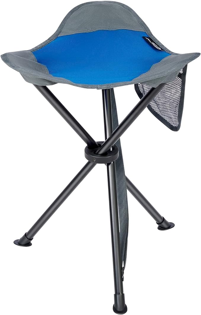 Portal Folding Camping Stool Portable Foldable Tripod Seat for Hiking Hunting Walking Fishing Travel Outdoors with Side Pockets Sturdy Steel Legs Support Up to 225 LBS