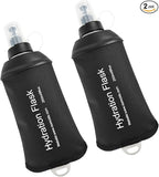 WILDREEDS 250ml Soft Flask, TPU Collapsible Soft Water Bottle for Hydration Pack, Running Vest, Folding Water Bottle for Hiking Cycling Climbing-2Pcs, Black