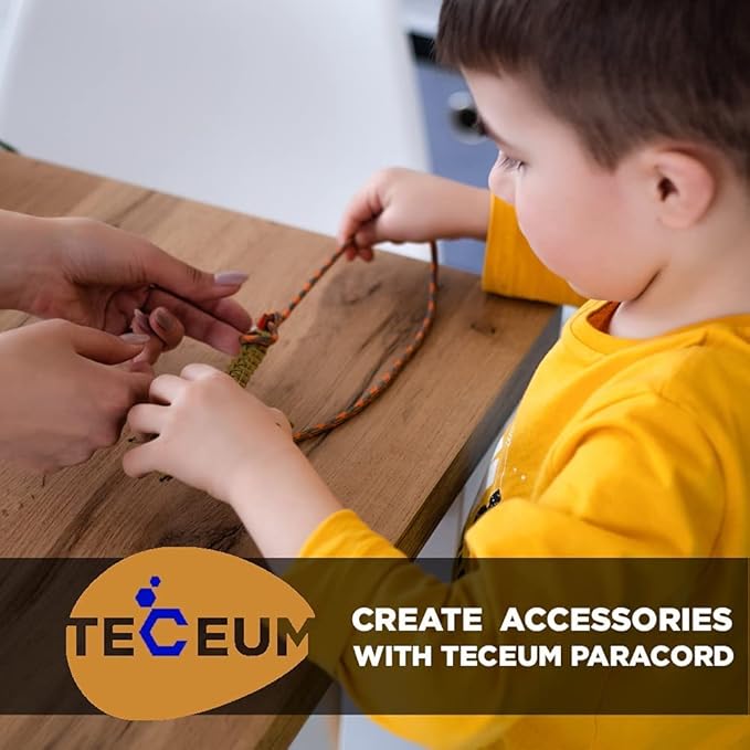 TECEUM 5/32" Paracord Rope 1000 – 1000ft / 200ft / 100ft / 50ft – Tactical Parachute Cord 4mm – 45+ Colors – Nylon String for Survival & Camping Gear – Stripe Cord for Survival – Utility Rope