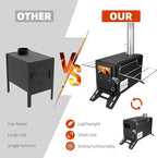 Camping Tent Stove – Portable Wood Burning Stove for Outdoor Camping, Hiking, Ice Fishing, and Hunting – Lightweight & Compact Design, Durable Stainless Steel Construction with Chimney Pipe