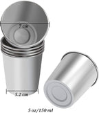 Resinta 6 Pack 5 oz Stainless Steel Cups Metal Shatterproof Stackable Pint Drinking Cups for Kids