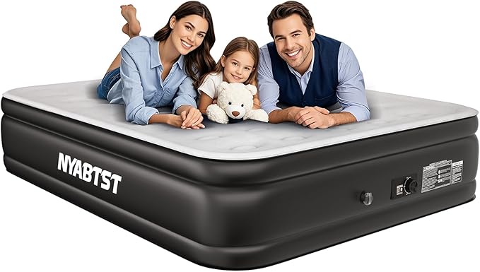 Air Mattress Queen with Built in Pump - 16 Inch Sturdy Blow Up Mattress - 3 Minutes Inflatable Mattress for Home or Camping - Air Bed Max Weight Capacity 660 lbs