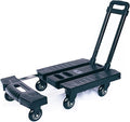Heavy Duty Flatbed Hand Truck - 6 Wheels Folding Trolley Cart with Extendable Handle 330lbs Capacity for Home Office Travel & Luggage Moving - Black