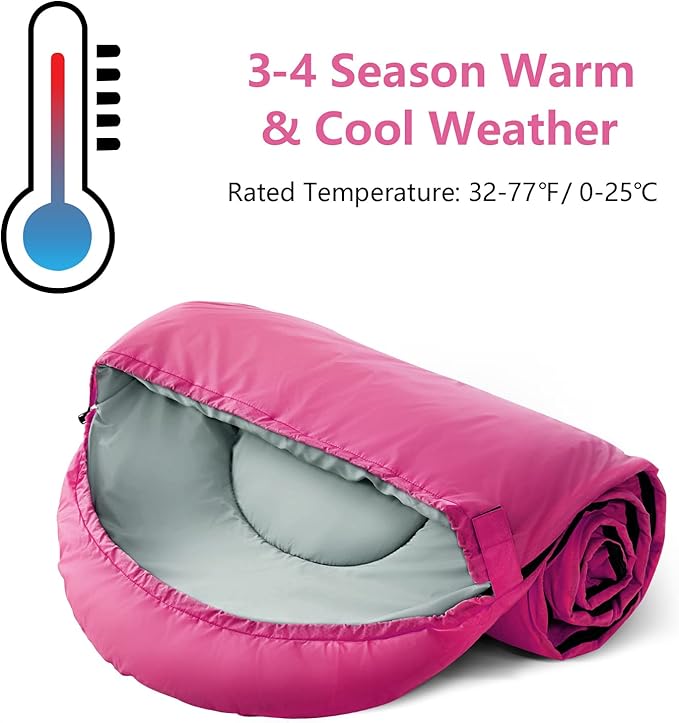 Sleeping Bags for Adults,Kids & Girls-Warm & Cold Weather Lightweight Waterproof Sleeping Bag Backpack with Compact Bag,Great for 3-4 Seasons Hiking,Camping and Outdoor