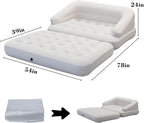 RAPTAVIS Inflatable Sofa Bed for Camping, Pool Float Couch Outdoor Flocked Mattress Bed with Armrest, Full Size