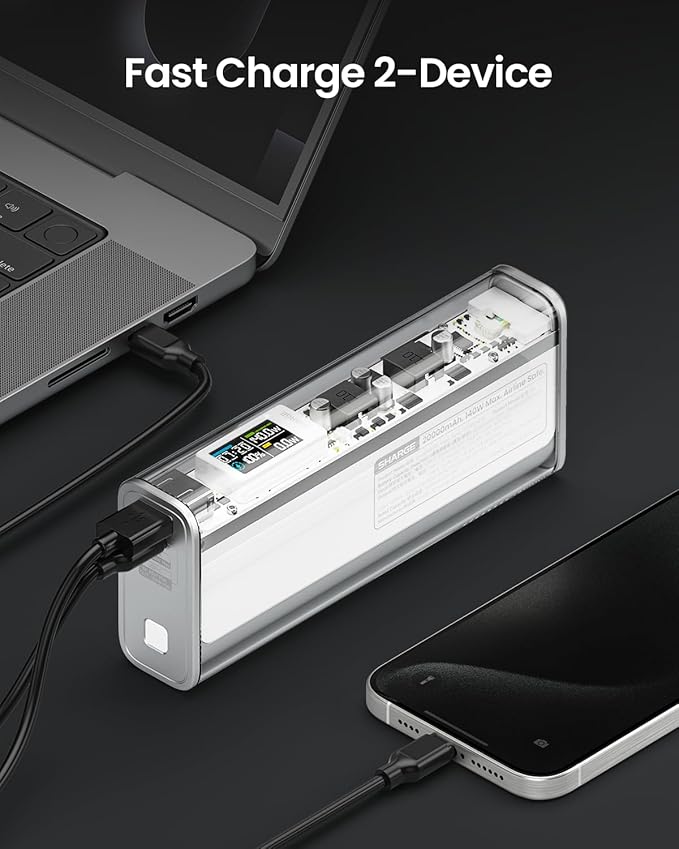 240W USB C Cable& Shargeek 140 Power Bank-White Bundle