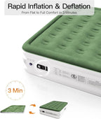 King Size Air Mattress with Built in Pump, 18" Raised Comfort Air Bed, Upgraded Flocked Top Blow up Mattress with Carrying Bag, Inflatable Mattress for Guests & Home, AirBed, 750 lbs Max