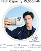 iWALK Magnetic Portable Charger, Qi2 Certified 15W Magnetic Power Bank with LED Display, 30W PD Fast Charging, 10,000mAh Battery Pack, Ergonomic Design, for iPhone 17/16/15/14/13/12 Series