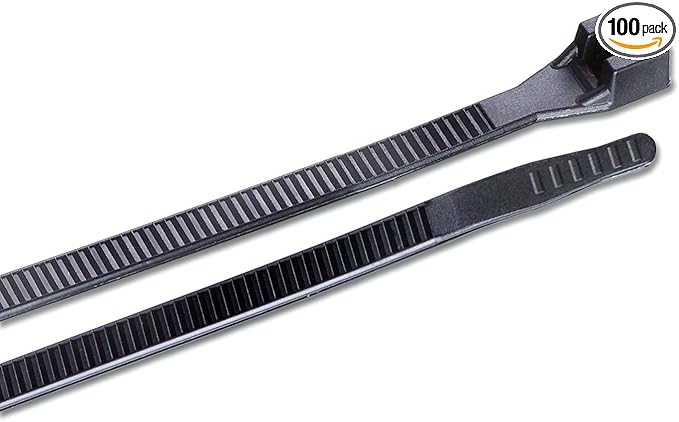 Gardner Bender 46-310UVB DoubleLock Cable Tie, 11 inch, 75 lb, Electrical Wire and Cord Management, Nylon Zip Tie, 100 Pk, UV Resistant Black