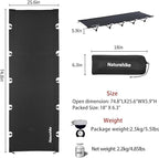 Naturehike GreenWild Camping Cot, Ultralight Folding Backpacking Cot, Supports 330lbs, Portable Camping Bed for Adults for Camping Hiking Travel Home, Black