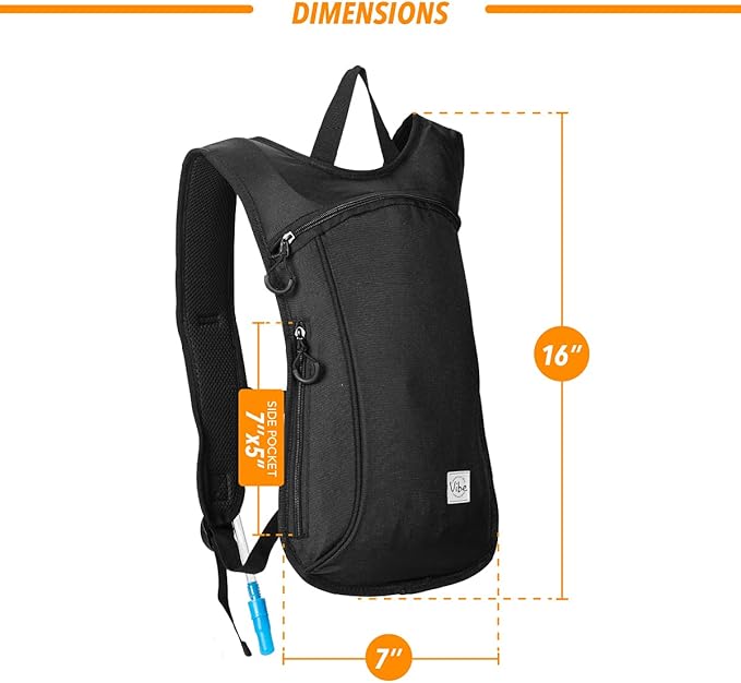 Vibe Festival Gear Hydration Pack Backpack with 2L Water Bladder for Women, Men, Teens, Kids - Hydropack Hydro Sports, Outdoor, Running, Camping, Hiking, Festivals, Raves