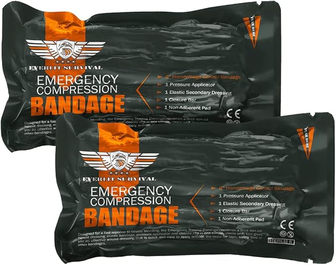 EVERLIT Israeli 6 Inch Emergency Bandage Compression Trauma Pressure Wound Dressing Sterile Vacuum-Sealed Packaging for Bleeding Control, Medical Trauma Kit, Gun Shot, First Aid IFAK