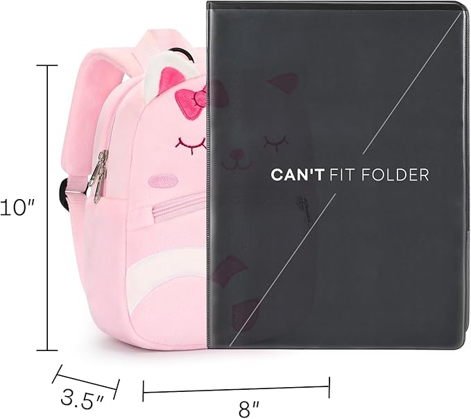mibasies Toddler Backpacks for Girls 2-4: Plush Backpack -3D Animal Cartoon Mini Travel Bag -10 inch Toddler Backpack Leash