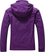 MOERDENG Women's Waterproof Rain Jacket Lightweight Raincoat Hooded Hiking Jacket Softshell Windbreaker