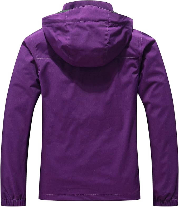 MOERDENG Women's Waterproof Rain Jacket Lightweight Raincoat Hooded Hiking Jacket Softshell Windbreaker