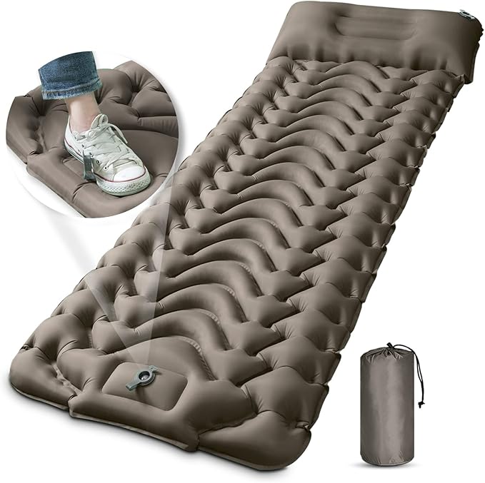 MEETPEAK Camping Pad, Foot Press Inflatable Sleeping Pad Extra Thick Lightweight Camping Sleeping Mat Ultralight Compact Waterproof Air Mattress for Outdoor Hiking Hammock Backpacking Sleeping Bag