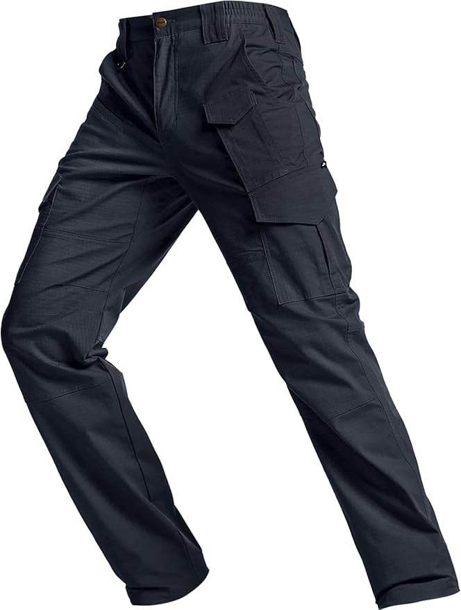 CQR Men's Flex Ripstop Tactical Pants, Water Resistant Stretch Cargo Pants, Lightweight EDC Hiking Work Pants