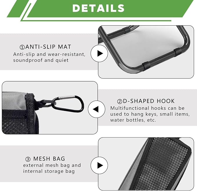 2-in-1 Collapsible Camping Stool & Sling Bag / 220LB Load Capacity Folding Portable Fishing Stool/Collapsible Stool for Camping, Hiking, Fishing, Gardening & Beach Outdoor Activities,Grey