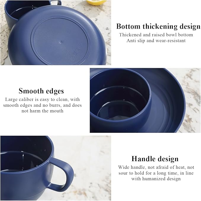 Camping Essentials Set, HOMQUEN Camping Plates and Bowls Set, Coffee Mug, Travel Cutlery Set Include Spoon, Fork, Knife for Work, Outdoor,Picnic, Camp (Blue)