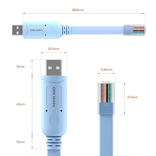 USB Console Cable,USB to RJ45 Console Cable for Cisco Routers/AP Router/Switch Windows, Mac, Linux(1.8m,50pack)