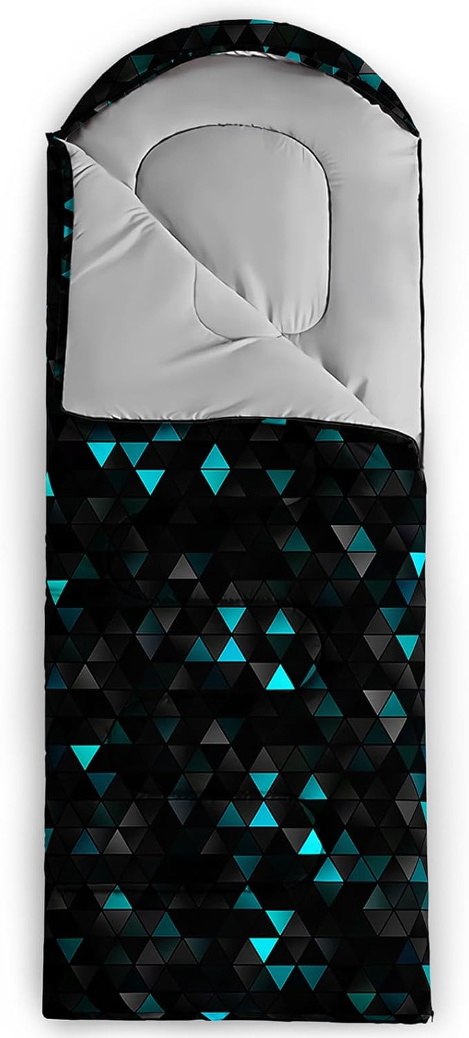 Sleeping Bags for Adults and Kids，3D Printing Camping Sleeping Bag for Girls Boys Lightweight Waterproof Cold/Warm 3-Season，Outdoor Travel with Compression Bags