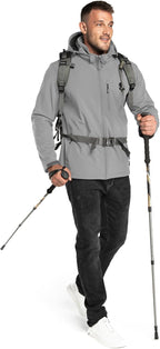 Outdoor Ventures Men's Lightweight Softshell Jacket Fleece Lined Hooded Water Resistant Winter Hiking Windbreaker Jackets