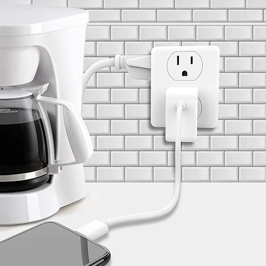 Outlet Extender, HICITY Multi Plug Outlet with 6 Electrical Outlets Adapter, 3-Prong Wall Outlet Tap for Cruise Ship Home Office Dorm, White (4 Pack)