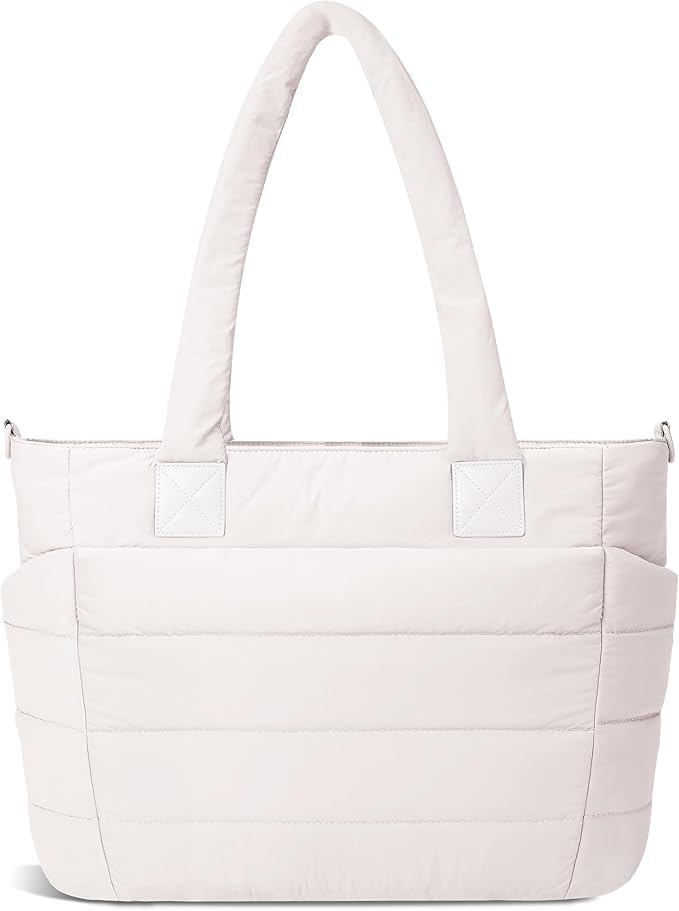 Tote Bag for Women Puffer Work Tote Handbag Large Quilted Nurse Bag with Zipper for Travel