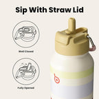 BOTTLE BOTTLE 32oz Insulated Water Bottle Stainless Steel Sport Water Bottle with Straw Dual-use Lid Design for Gym with Pill Box