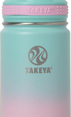 Takeya Actives Water Bottle with Straw Lid - Durable & Easy-Care Water Bottle with Stainless Steel Insulation - BPA-Free Lid with Carry Handle & Straw - Dishwasher-Safe - 18 oz, Ombre Dream