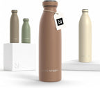 LARS NYSØM Stainless Steel Insulated Water Bottle 12oz 17oz 25oz 34oz 51oz | Insulated Thermo Flask for Hot and Cold Beverages | Leakproof Drinking Bottle (Mocha Brown, 17oz)