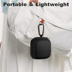 Square + Round Earbud Case Portable EVA Carrying Case Storage Bag Cell Phone Accessories Organizer with Carabiner for Earphone, Earbud, Earpieces, SD Memory Card, Camera Chips, Black * 2