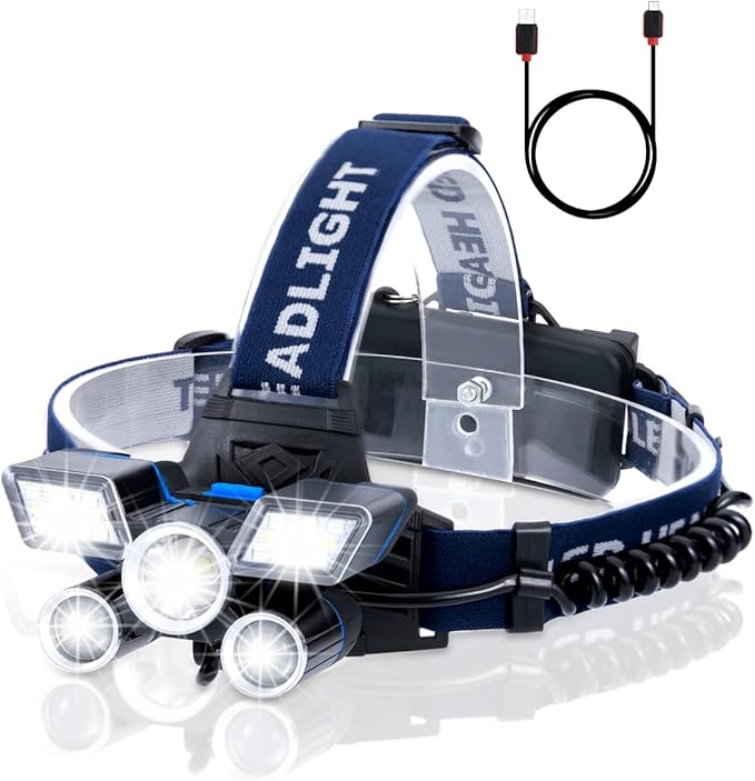 Headlamp,Ultra Bright 21 LED Headlight Flashlight with Power Indicator,12000 Lumen USB Rechargeable Headlamps Waterproof Work Light, 9 Modes Head Lamp for Outdoor Camping Hunting Fishing Hiking Biking