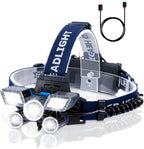 Headlamp,Ultra Bright 21 LED Headlight Flashlight with Power Indicator,12000 Lumen USB Rechargeable Headlamps Waterproof Work Light, 9 Modes Head Lamp for Outdoor Camping Hunting Fishing Hiking Biking