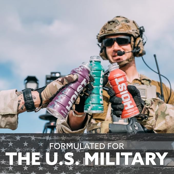 HOIST Premium Military Hydration Electrolyte Drink, Powerful IV-Level Hydration, Clinically Proven Performance Drink, Strawberry Lemonade, 16 Fl Oz (Pack of 12)