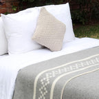 Inca Wall - Thick Alpaca Wool Blanket Heavyweight Camping Outdoors Indoors Soft Peru Twin Size New Ethnic Design (Soft Gray/Ivory, Twin Size)