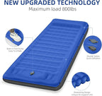 Double Sleeping Pad Camping, Self Inflating 6'' Extra-Thick 2 Person Pillow Built-in Foot Pump Waterproof Inflatable Sleeping Mat Backpacking, Tent, Hiking, Portable Camping Pad