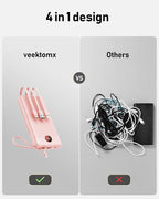 VEEKTOMX Portable Charger Built-in Cables, 20000mAh Power Bank for iPhone, Fast Charge USB C Battery Pack Travel Essentials Powerbank Compatible with iPhone 17/16/15/14, Samsung S25/24, Android, etc