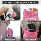 FlyHugz Pink Travel Blanket & Pillow Set (59.1"x47.2") with Carry Case, Luggage Sleeve & Clip – Portable, Lightweight, Breathable & Washable – Perfect for Plane, Car, Camping & Travel