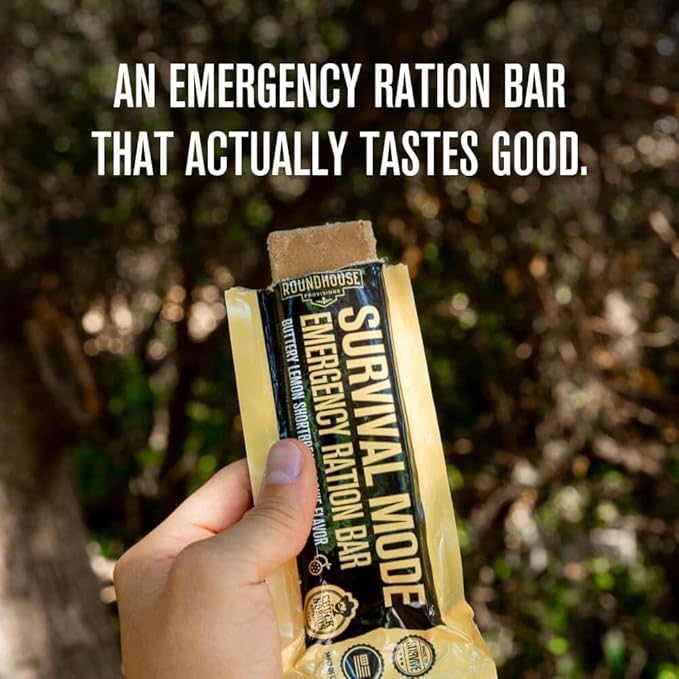 Roundhouse Provisions by Chuck Norris Emergency Food Bars - High Calorie Lemon Shortbread, 14 Vitamins & Minerals - Whole Grain Sorghum, 5-Year Shelf Life - Survival Rations for Crisis & Adventure