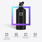 IRON °FLASK Camping & Hiking Hydration Canteens - 3 Lids (Narrow Straw Lid) Leak Proof Vacuum Insulated Stainless Steel - Hot & Cold Double Walled Sports Water Bottle - Fire, 64 Oz