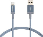 Amazon Basics 2-Pack USB-A to Lightning Cable, Apple MFi Certified, Nylon Braided Cord for iPhone 14 13 12 11 X Xs Pro, Pro Max, Plus, iPad, Data Sync, 3 Foot, Dark Gray