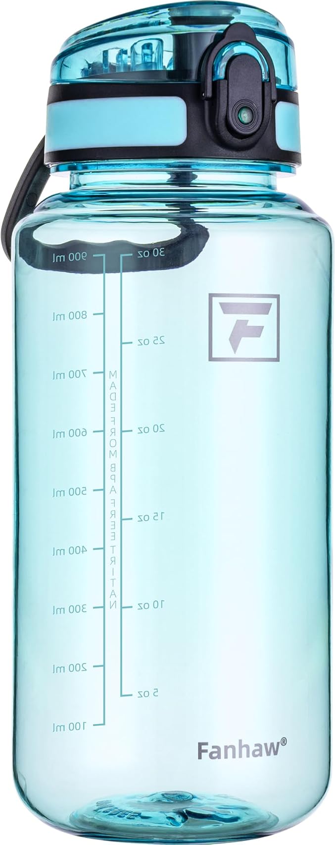 Fanhaw 32 Oz Clear Tritan Water Bottle with Chug Lid, BPA-free, Wide Mouth, Leak Proof - for Gym, Travel, Home, School, Office (Baby Blue)