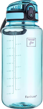 Fanhaw 32 Oz Clear Tritan Water Bottle with Chug Lid, BPA-free, Wide Mouth, Leak Proof - for Gym, Travel, Home, School, Office (Baby Blue)
