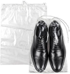 Clear LDPE Drawstring Bags (50 Pack) (13.75" x 17.5") 2 Mil Disposable Transparent Plastic with Double Cotton White Strings. Shoe Bags for Travel Large Storage Organizers Pouch (50)
