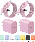 3FT iPhone 17 16 15 Charger Fast Charging USB C Charger Block Type C Chagrer Fast Charging 2-Pack for iPhone 17/17 Plus/17 Pro/17 Pro Max/iPhone 16/16 Plus/16 Pro/16 Pro Max/15 Pro Max/Samsung(Pink)