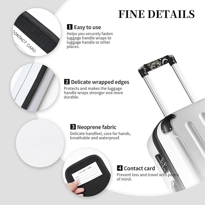 2 Pack Luggage Handle Wrap with Travel Tags - Non-Slip Protective Cover Soft Handle Grips Covers for Suitcase(Red Panda Starry Night)